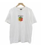 ステューシー STUSSY Tシャツ カットソー 半袖 M 白 ホワイト ロゴプリント ラウンドネック /MA10 ■GY74