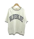 ブルーブルー BLUE BLUE Tシャツ カットソー L 白 ホワイト ロゴプリント 半袖 リブトリム /MD ■GY53