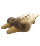 フォクシー ブティック FOXEY BOUTIQUE ファー付きミュール ポインテッドトゥ 36 ベージュ 茶 ブラウン /SX ■GY53