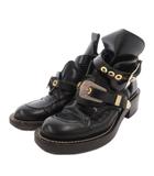バレンシアガ BALENCIAGA ブーツ シューズ ストラップ ベルトデザイン レザー 38 黒 ブラック /FF ■GY53