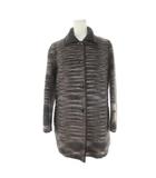 ミッソーニ MISSONI コート 40 茶 ブラウン 黒 ブラック ストライプ柄 長袖 襟付き 172424 /CK17 ■ECD005