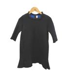 シモネッタ simonetta 子ども服 ワンピース 8/134 黒 ブラック フリルネック 七分袖 フリル裾 /MD ■ECA006