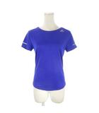 アディダス adidas Tシャツ カットソー メッシュ ランニング ジョギング M 紫 パープル 半袖 ボートネック ロゴ ストレッチ /MN16 ■ECB006