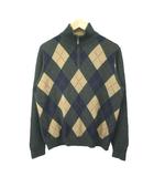 ブルックスブラザーズ BROOKS BROTHERS 346 ニットジャケット 上着 ウール M 緑 グリーン 紺 ネイビー ベージュ アーガイル柄 ハーフジップ 長袖 マルチカラー ブルゾン /YU ■ECC006