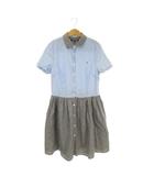 トミーヒルフィガー TOMMY HILFIGER ワンピース シャツワンピ 子ども服(女の子用) 164 青 ブルー ストライプ柄 チェック柄 星 プリント 半袖 /AH2 ■ECB006
