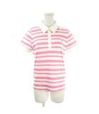 トラサルディ TRUSSARDI GOLF ポロシャツ ゴルフ 40 ピンク ボーダー柄 半袖 /AO30 ■ECB006