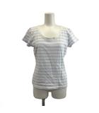Tシャツ 2 白 ホワイト ブルー ボーダー柄 ラウンドネック 半袖 /NP ■ECB006