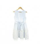 エニィファム anyFam ドレス フォーマル ワンピース 発表会 結婚式 子ども服(女の子用) 150 青 ブルー サックス ノースリーブ リボン レース /CK2 ■GY53
