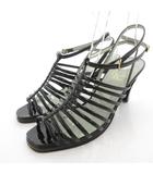 クリスチャンディオール Christian Dior ストラップヒールサンダル 5.5 黒 ブラック オープントゥ パテントレザー /TQ ■GY53