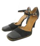 グッチ GUCCI セパレートパンプス ヒール 36.5 黒 ブラック スクエアトゥ /TQ ■GY53