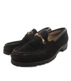 グッチ GUCCI ホースビットローファー スリッポン シューズ スエード 4.5 黒 ブラック /FF ■GY53