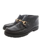グッチ GUCCI ホースビット ローファー シューズ ミッドカット レザー 5.5 黒 ブラック /FF ■GY53