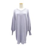アクシーズファム axes femme ニットワンピース ミモレ丈 M ラベンダー Vネック 長袖 /SM58 ■GY75
