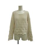 ザラ ZARA ニット セーター S 白 ホワイト 透かし編み ラウンドネック 長袖 /KK ■ECA007