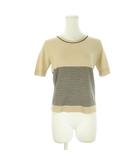 クレージュ courreges ニット セーター ウール 38 茶 ブラウン ボーダー柄 ラウンドネック 半袖 ECFAA-18230 /CK4 ■ECA007