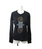 プラダ PRADA 長袖Tシャツ トップス  黒 ブラック プリント 長袖 ラウンドネック /SH ■ECA007