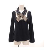 アクシーズファム axes femme シャツ ブラウス リボン 雪の結晶ビジュー 長袖 M 紺 ネイビー /JS ■GY75