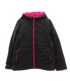 ランズエンド LANDS' END 中綿ジャケット ブルゾン M (10-12) 黒 ブラック ピンク フード付き キルティング /SX ■GY78