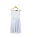 コムサイズム COMME CA ISM ワンピース フォーマル 子ども服(女の子用) 150 青 ブルー ノースリーブ リボン 切替 チュールチェック /AO15 ■GY78