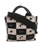 エムエスジーエム MSGM チェッカーロゴ 2Way ショルダーバッグ バイカラー 白 ホワイト 黒 ブラック /FF ■GY78