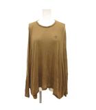エムエムシックス メゾンマルジェラ MM6 Maison Margiela Tシャツ ニット カットソー ドルマンスリーブ 薄手 レーヨン 長袖 ロゴ刺繍 S 茶 ブラウン /JS ■GY78