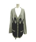 エスカーダ ESCADA カーディガン カシミヤ混 38 グレー 黒 ブラック アーガイル柄 Vネック 長袖 /NP ■ECC007