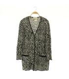 エスカーダ ESCADA ジャガードニットカーディガン ゼブラ柄 Vネック ロング 40 ブラック /MY ■OS ■ECC007
