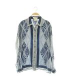 エスカーダ ESCADA BY MARGARETHA LEY シルクシャツ ブラウス 長袖 総柄 ヴィンテージ 38 ブルー /MY ■OS ■ECC007