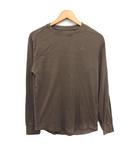 リブ Tシャツ 長袖 丸首 ロゴマーク ロンT XS カーキ /FT ■GY75