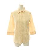 ポロジーンズ ラルフローレン POLO JEANS Company シャツ ブラウス 七分袖 ストライプ コットン M オフホワイト ピンク /NR ■ECA008