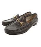 グッチ GUCCI 1953 ホースビットローファー シューズ ブルーステッチ エナメルレザー イタリア製 37.5 緑 ダークグリーン /GV ■ECE008