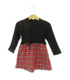バーバリー ロンドン BURBERRY LONDON ワンピース 子ども服(女の子用) 90cm 黒 ブラック 赤 レッド ケーブルニット チェック柄 長袖 /MN13 ■ECA008