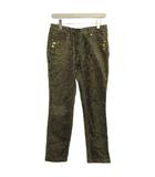 エスカーダ ESCADA スリムストレッチパンツ ビジューポケット レオパードジャガード 38 カーキ J273 1003296 01 /RY ■ECD008