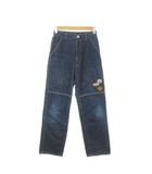 ミキハウス mikihouse デニムパンツ ジーンズ 子ども服(女の子用) 150 紺 ネイビー インディゴ パッチワークデザイン ハイウエスト ウエストゴム ワッペン ロゴ /MN44 ■ECD008