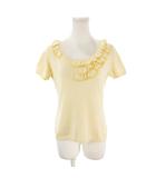 モスキーノチープアンドシック MOSCHINO CHEAP AND CHIC ニット セーター 絹 シルク USA10 ベージュ 黄 イエロー フリル ラウンドネック 半袖 /AH24 ■ECD008