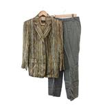 ミッソーニ MISSONI スーツ フォーマル セットアップ ジャケット パンツ 上下2点セット 44 ベージュ カーキ グレー ストライプ柄 長袖 /NP ■GY50