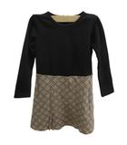 バーバリー ロンドン BURBERRY LONDON 子ども服 ワンピース 120A 黒 ブラック ベージュ チェック柄 ラウンドネック 長袖 /RN ■GY50