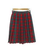 イヴサンローラン YVES SAINT LAURENT プリーツスカート ウール 子ども服(女の子用) 150 赤 レッド チェック柄 ミディ丈 F069 /AH14 ■GY50