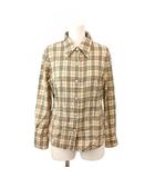 バーバリー ロンドン BURBERRY LONDON チェック柄長袖シャツ トップス ウール 40 ベージ 紺 ネイビー 赤 レッド チェック柄 レギュラーカラー 長袖 /SH ■GY50
