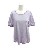 Tシャツ カットソー L 紫 パープル ラウンドネック 半袖 花柄刺繍 /NP ■ECD008