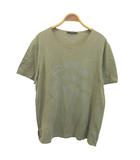 グッチ GUCCI Tシャツ カットソー ラウンドネック 半袖 L 緑 カーキ オリーブグリーン プリント 刺繍 トップス /YU ■ECD008