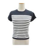 ポロジーンズ ラルフローレン POLO JEANS ニット セーター M オフホワイト 紺 ネイビー ボーダー柄 クルーネック 半袖 /HO64 ■GY75