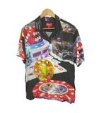 シュプリーム SUPREME Casino Rayon Shirt カジノレーヨンシャツ オープンカラー 開襟 M 黒 ブラック 赤 レッド 半袖 トップス 総柄 プリント マルチカラー /YU ■ECB009