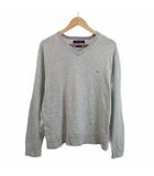 トミーヒルフィガー TOMMY HILFIGER ニット セーター Vネック 長袖 無地 XXL グレー /MD ■ECD009