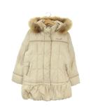 ポンポネット pomponette junior ダウンジャケット コート 子ども服(女の子用) M(150) ライトベージュ ファー付きフード 長袖 ペプラム裾 /AH50 ■GY75