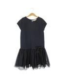 ザラ ZARA Girls ワンピース 子ども服(女の子用) 11/12 152 紺 ネイビー 半袖 チュールスカート リボン /CK1 ■ECA009