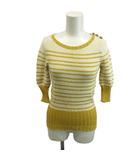 マークバイマークジェイコブス MARC by MARC JACOBS ニット セーター ボーダー柄 ラウンドネック 七分袖 XS アイボリー 黄 イエロー /NP ■ECA009