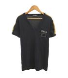 Tシャツ トップス Vネック 半袖 ロゴ 刺繍 44 黒 ブラック /CR ■ECD009