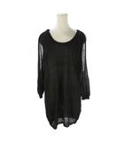 エムエムシックス メゾンマルジェラ MM6 Maison Margiela シアーニット セーター チュニック 麻 リネン M 黒 ブラック ラウンドネック 長袖 袖スリット S32HA0237 /AO6 ■ECC009