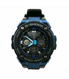 カシオジーショック CASIO G-SHOCK G-STEEL 腕時計 電波ソーラー ブラック ブルー GST-W300G